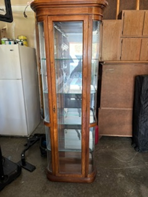 Tall Glass door/shelves with light