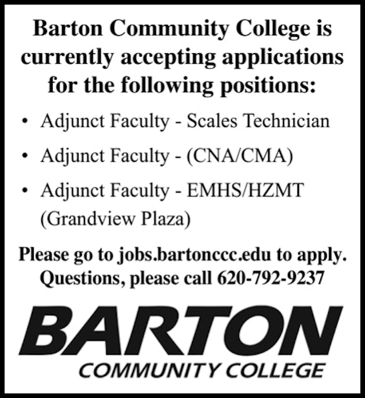 Barton Community College Faculty Positions