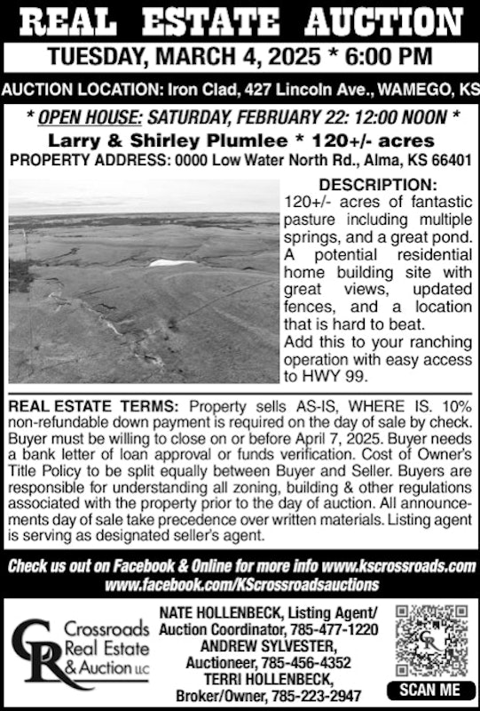 Real Estate Auction - 120 acres in Alma, KS