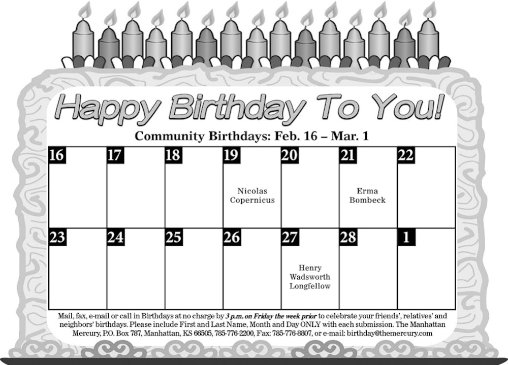 Community Birthdays: Feb. 16 – Mar. 1