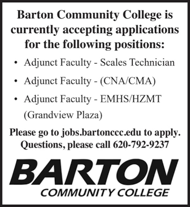 Barton Community College Adjunct Faculty Positions