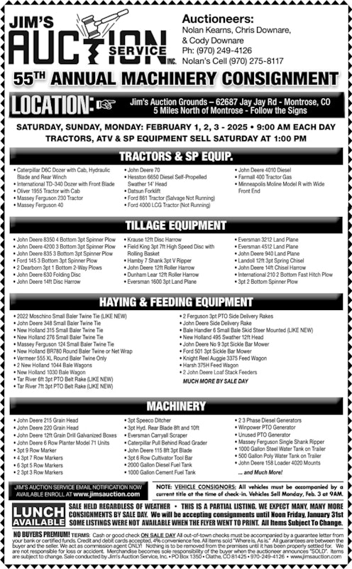 Jim's Auction: 55th Annual Machinery Consignment